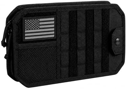 Olaismln MOLLE Car Sun Visor Organizer with Semi-Rigid Panel, Zipper Storage Pouch & Glasses Holder, Adjustable Straps for Police Gear, Overland Accessories, Fits Trucks, SUVs, Jeeps,Pickups