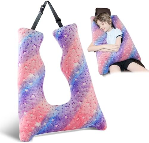 Car Pillow for Kids Travel Pillow with Adjustable Strap, Kids Floor Pillows Cushions for Adults and Children to Support Head and Body Road Trip Essentials(Multicolor)