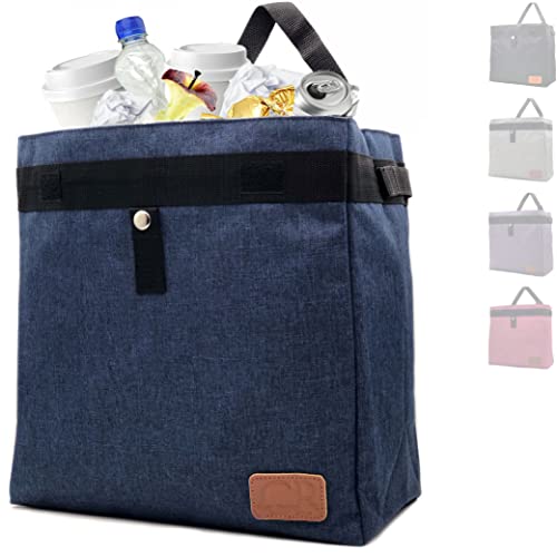 Car Trash Can Hanging for Headrest, Extra Large Waterproof Auto Garbage Bag Organizer, Collapsible Vehicle Waste Bin (Navy Blue)