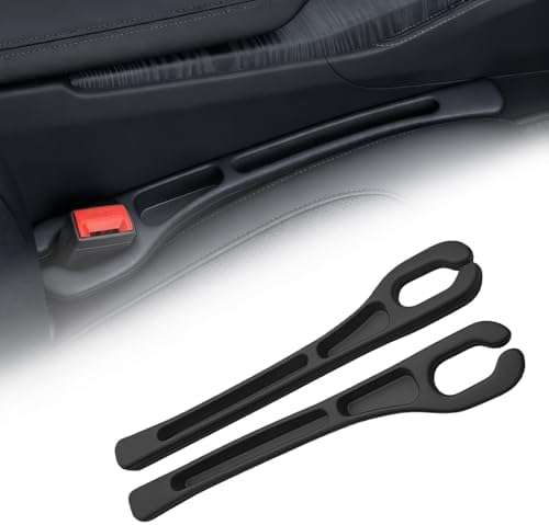 2 Pack Car Seat Gap Filler, Anti-Drop Seat Gap Filler Organizer with Storage Slot, Universal Car Accessories for Vehicle, Auto, Truck, SUV, Black
