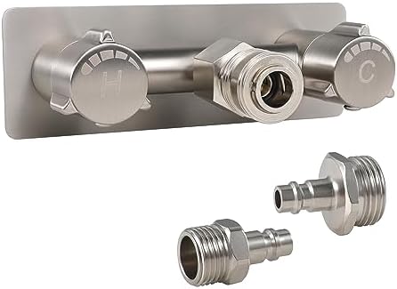 All Metal RV Exterior Quick Connect Faucet,4"RV Shower Faucet Replacement,RV Outside Shower Valve Kit,Camper Shower Faucet Valve with Quick Connect(Brushed Nickel)