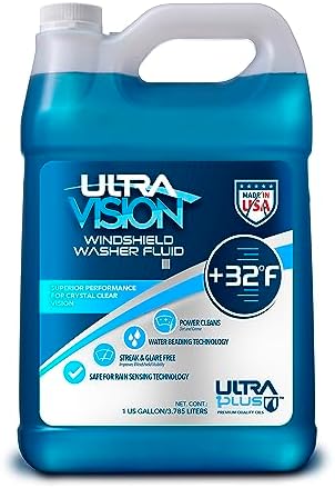 UltraVision Windshield Washer Fluid, Ready-to-Use Pre-Mixed Formula, Streak-Free Cleaning for Crystal-Clear Visibility, All-Weather Performance, +32°F, 1 Gallon