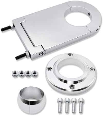 Universal Swivel Floor Mount & Universal 4.5" Steering Column Drop for 2" Columns Chrome Aluminum