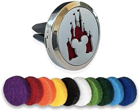 FIKA - Mickey Car Air Freshener Vent Clip Locket Aromatherapy Essential Oils Great For Travel Pads included (Kingdom Mickey)