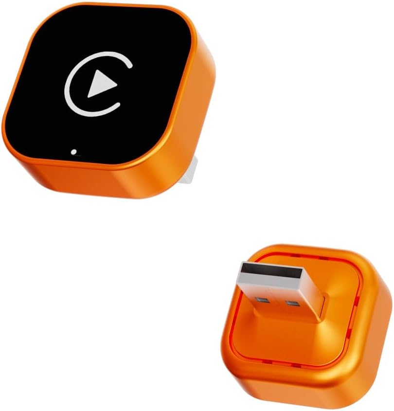 Wireless CarPlay Adapter, 2026 Upgraded Wired to Wireless for Apple CarPlay & Android Auto, 2-in-1 Mini USB, Plug-and-Play Stable Connection (Orange)