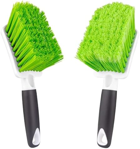 2 Pack Car Wash Brush, Tire Brush for Cleaning Tires, Soft & Stiff Bristle Wheel Cleaner, Car Cleaning Supplies for Wheels, Rims, Carpet, Truck, SUV, Moto, RV, Motorcycle