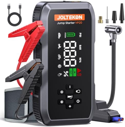 Car Battery Jump Starter with Air Compressor, 5000A Powerful Battery Jumper Starter Portable with 150PSI Auto-Pause Pump, 12V Jump Box for Car Battery with 10-Safety Protection(9L Gas/8L Diesel)