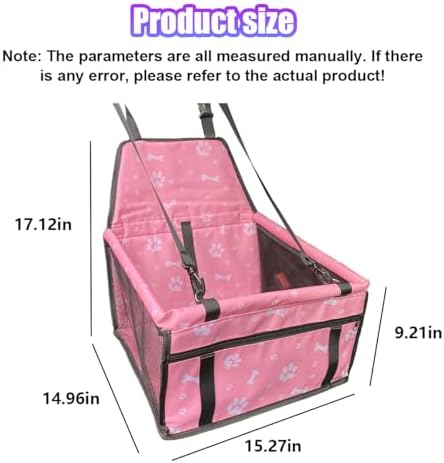 Pet Car Seat, Breathable & Waterproof Oxford Dog Car Booster Seats with Seat Belt and Mesh Window, Portable Foldable Travel Look Out Bag for Small Medium Dogs & Cats (Pink, 1PC)