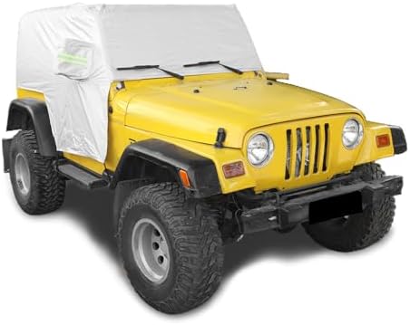 Car Rain Snow Sunshade Cover Accessories for 1997-2006 Jeep Wrangler TJ Windproof Dustproof Scratch Resistant Outdoor UV Protection Auto Cover