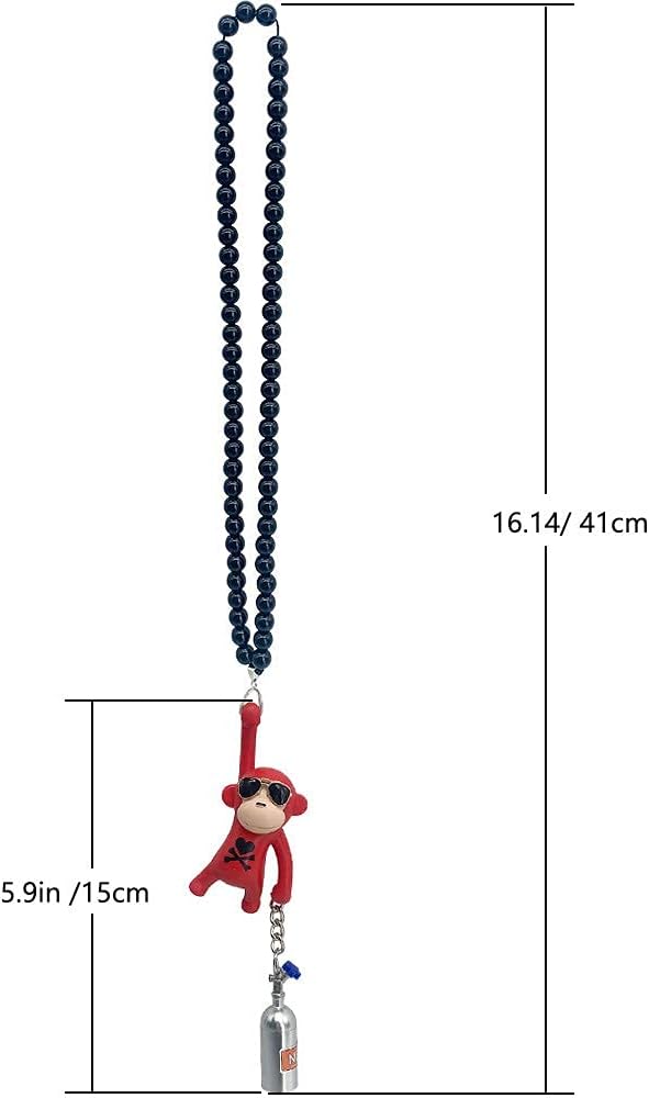 YGMONER Wearing Sunglasses Monkey Car Interior Rear View Mirror Hanging Ornaments (red & nitrogen bottle)