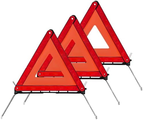 3 PCS Triangle Warning Frame, Reflective Emergency Triangle Safety Sign with Storage Case, Foldable Roadside Safety Triangles Warning Reflector for Vehicles Breakdown