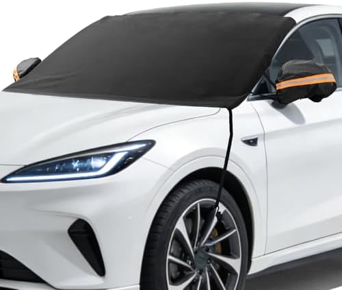 AggAuto Car Windshield Cover for Ice and Snow - 75x46in 600D Oxford Cloth, Anti-Theft & Reflective Side Mirror Covers, All-Season Sun/Snow Protection for Cars & SUVs