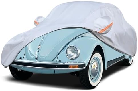 Car Cover Custom Fit for VW Beetle Bug 2-Door 1960-1980, 6 Layer Heavy Duty Waterproof All Weather Car Tarp Outdoor Protection with Cotton Lining