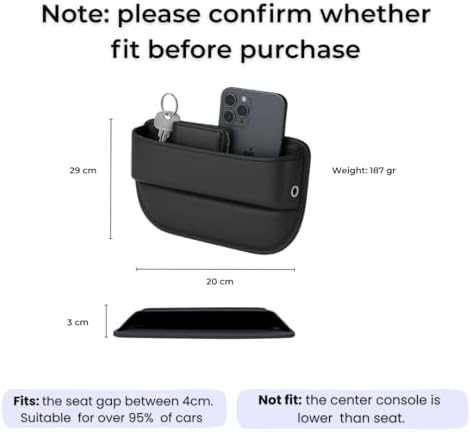 AC4®️ 2 Packs Universal Car Seat Gap Filler Organizer | Premium PU Leather Storage for Car, SUV & Trucks | Car Pocket Organizer for front seat, Cable Slots, Wallet, Sunglasses & Essentials.