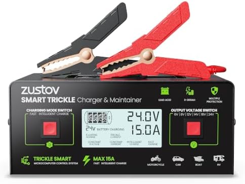 Battery Charger Multi-Voltage 6V/8V/12V/14V/16V/24V for Lead-Acid Batteries