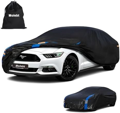 Car Cover Waterproof All Weather for Automobiles, Full Exterior Covers for Sedan &amp; Coupe (186-193 inch) Universal Fit for Ford Mustang, Chevy Camaro Corvette etc. Rain Sun Snow Protection.