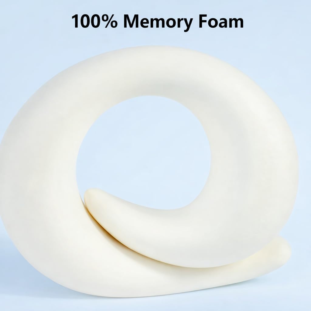 Oramo Travel Neck Pillow Memory Foam Travel Set with Eye Mask, Ear Plugs & Bag for Long Haul Flights, Car, Train, Office Adults & Kids. Zipper Makes It Easy to Clean.