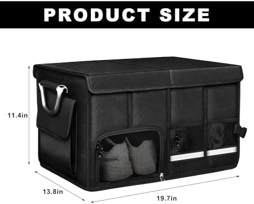 Car Trunk Organizer, 52L Collapsible Car Storage Waterproof Trunk Organizer with Lid & Handle, Multi Compartment Oxford Cargo Groceries Storage for Trucks SUVs Sedans