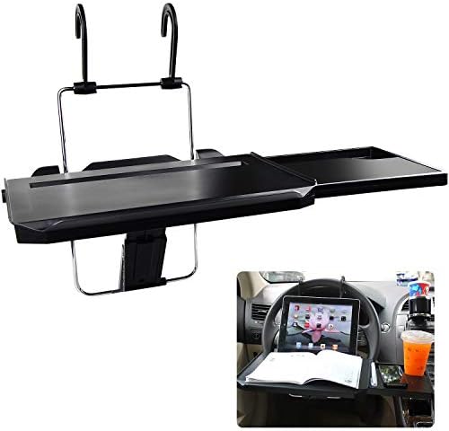 CPROSP Car Steering Wheel Seat Tray Desk Foldable Portable with Mouse Drawer for Eating Writing Working in Car, with Notebook Groove/Drink Cup Groove