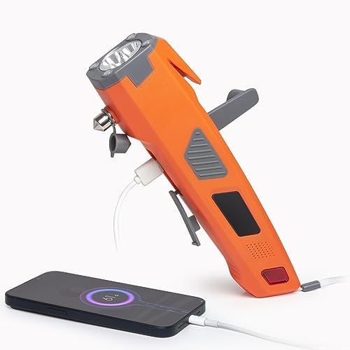 LUXON 8 in 1 Car Emergency Escape Tool Safety Rescue Hammer (Orange)