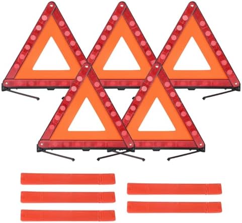 5 Pack Warning Triangles Safety Triangle Emergency Kit with Case
