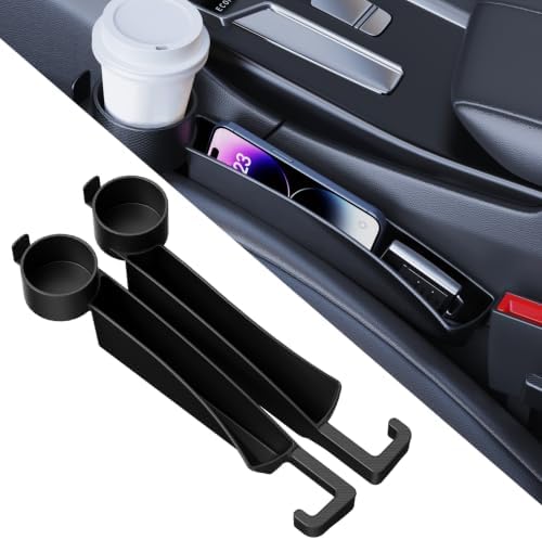 WD&CD 2PCS Car Seat Gap Filler with Cup Holder, Car Seat Gap Organizer for Phone Keys Drinks, Universal Car Interior Accessories