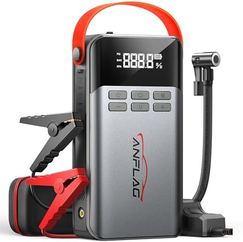 8-in-1 Car Jump Starter with Air Compressor, 5500A Jump Starter (All Gas 12L Diesel) with 150PSI Tire Inflator, 12V Jumper Starter Portable Jump Box with LCD Display,Flashlight (5500A)