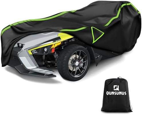 QUNSUNUS Cover for Polaris Slingshot 2015-2026, Waterproof Slingshot Cover with Air Vent, All Weather Cover with Straps and Elastic Edges for Wind, Sun, UV and Dust Protection