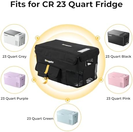 BougeRV 23 Quart Insulated Protective Cover, 12 Volt Car Freezer Cover for BougeRV CR22 Refrigerator (Refrigerator NOT Included, NOT for CRPRO Fridge)
