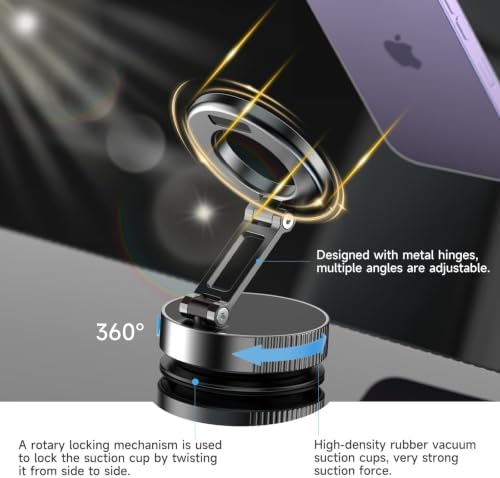 YAOKEEP Magnetic Car Phone Holder, Vacuum Magnetic Phone Mount