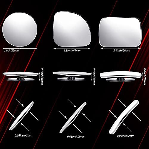 Frienda 6 Pcs Blind Spot Mirror 360° Adjustable High Definition Glass Frameless Convex Side Mirror Blindspot Wide Angle Rear View Mirrors for Suvs Trucks Car Accessories(Fan, Round, Rectangle Shape)