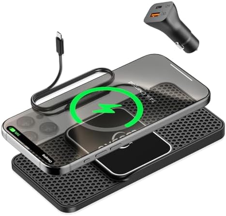 Magnetic Wireless Car Charger Pad 15W for MagSafe Non Slip Type C with