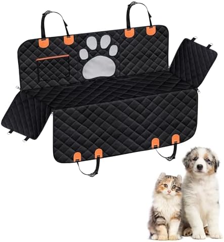Dog Car Seat Cover For Back Seat, 100% Waterproof Hammock &amp; Back Seat Protector 137*147 cm (54*58 in), Heavy Duty 600D Oxford, Non-Slip, Scratchproof, Easy to Clean, Universal Fit for Cars,