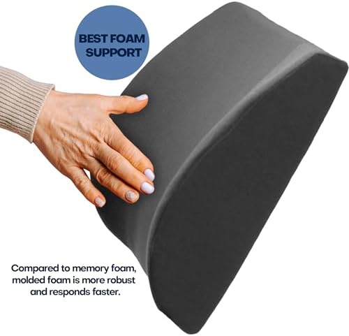 Secretary with Strap Lower Lumbar Back Support Pillow Cushion for Office Chair, Car, Truck, Wheelchair, Gaming Chair and Recliner for Pain Relief Made in USA.Gray