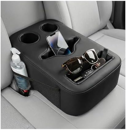 Car Cup Holder, Waterproof Leather Back Seat Drink Holder Expander Tray with Handle, Multifunctional Rear Seat Couch Cup Organizer for Sedans RVs Boats, Car Accessories