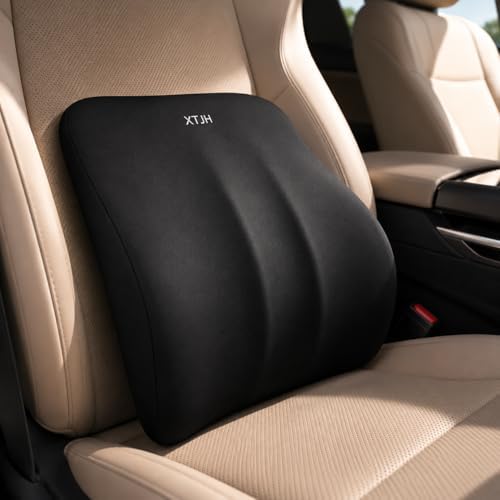 Lumbar Support Pillow for Car, Ergonomic Memory Foam Back Cushion for Driving Comfort, Breathable Lower Back Support for Car Seat, Truck, SUV & Office Chair (Black)