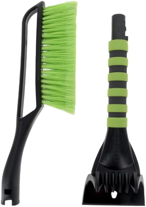 2 Pack Car Snow Removal Kit, Includes 2 Ice Scrapers + 2 Snow Brooms, 14 Inch Dual-Head Winter Car Snow Brush Set with Storage Pouches for Car Windshield Roof Snow Clearing