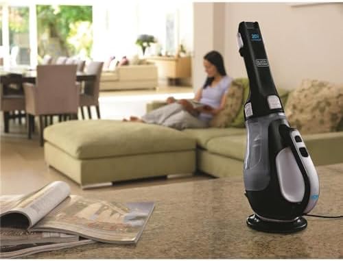 BLACK+DECKER dustbuster 20V Hand Vacuum Cordless Rechargeable, Car Vacuum Portable, Powerful Suction AdvancedClean Hand Vac with Extendible Crevice Tool, Flip-Up Brush and Charging Base (BDH2000L)