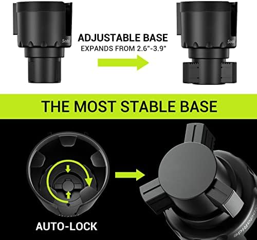 SodaRide Car Cup Holder Tray -Expander- 3 in 1 Detachable Food Table Tray with Solid Base - Road Trip Essentials Accessories Gadgets - Fits Yeti, Hydro Flask 32/40 oz