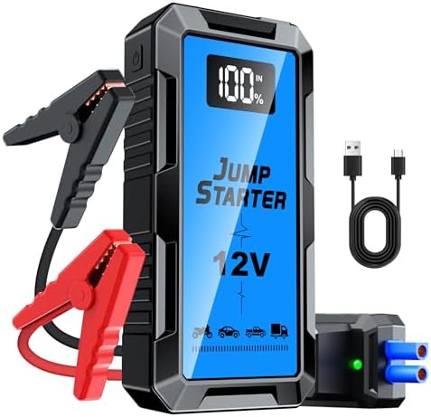 8000A Car Battery Jump Starter Box with Jumper Cables, 12V Car Jump Starter Portable (All Gas,up to 10.0L Diesel) Portable Lithium Jump Box Rechargeable, Reverse Polarity Protection