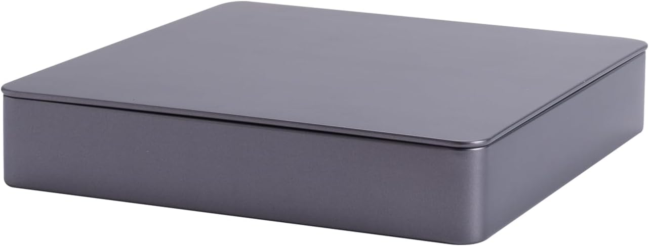 Square Tin Canister/Container for Keeping Car,Tea,Coffee,Cookies, Food,Flour,Baked Goods Storage (Grey_9.25"x9.25"x1.77")