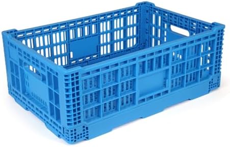52L Plastic Collapsible Storage Bins with Handles, | Stackable Folding Storage Crates, Hold 130 lbs Per Bin, Heavy Duty Milk Crates Containers for Home Organizing