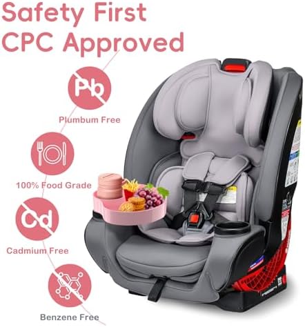 Kids Car Seat Tray, Travel Tray with Cup Holder for Toddler Baby, Kids Car Seat Food Snack Organizer for Road Trip, Stroller snack tray travel must haves - Pink