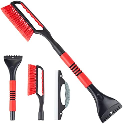 CARTMAN 26 in Snow Brush and Ice Scraper, Detachable Car Snow Tool | Soft Bristles, ABS Shaft, EVA Foam Grip, -40°F Cold Resistance, Compact Two-Piece Storage, Scratch-Free Cleaning