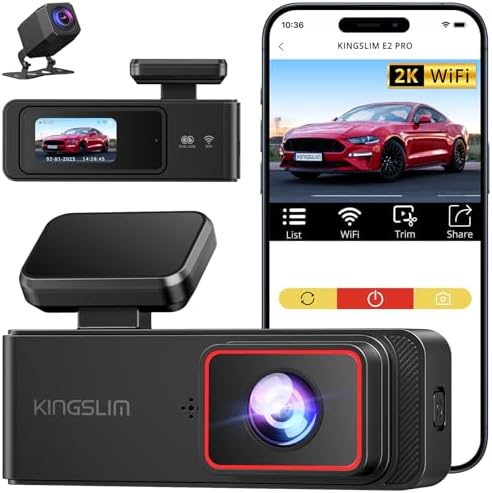 Wireless Dash Cam Front and Rear 2K, WiFi APP Dash Camera for Cars with 1.5'' Screen, Mini Dashcam Front and Back Support G-Sensor/Time Lapse 2 Kinds Parking Monitor