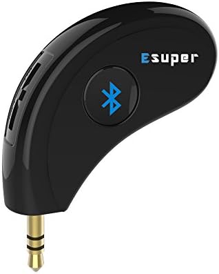 Esuper Portable Bluetooth Aux Adapter, Wireless Music Streaming for Home, Car Audio System, Headphone, Speaker (Bluetooth 4.2, A2DP, 40ft Range)