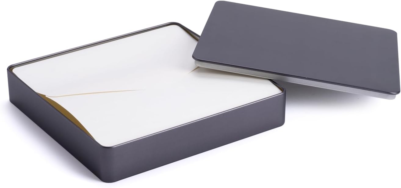 Square Tin Canister/Container for Keeping Car,Tea,Coffee,Cookies, Food,Flour,Baked Goods Storage (Grey_9.25"x9.25"x1.77")