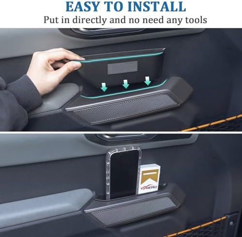 TOPINSTALL 4 Doors Handle Storage Box Compatible with Ford Bronco 2021-2026 Accessories, Phone Holder Front and Rear Door Grab Handle Pocket Storage ABS Plastic-4PCS (Not for Sport Model)