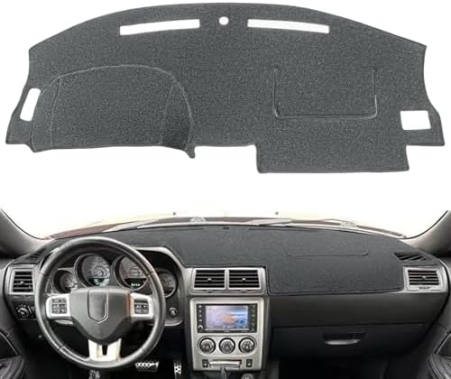 Dash Cover Mat for Dodge Challenger with Light Sensor w/o Speaker Cutout,Dashboard Pad Carpet Protector K185 (Dark Gray)