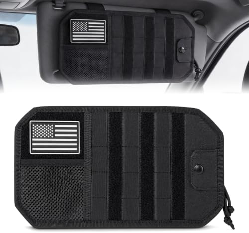 Molle Panel Car Sun Visor Organizer, Zipper Storage Pouch & Glasses Clip